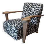 Art Deco Limed Oak Club Chair from De Coene, Belgium, 1930s