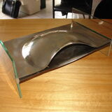 Glass and steel vase, circa 1970