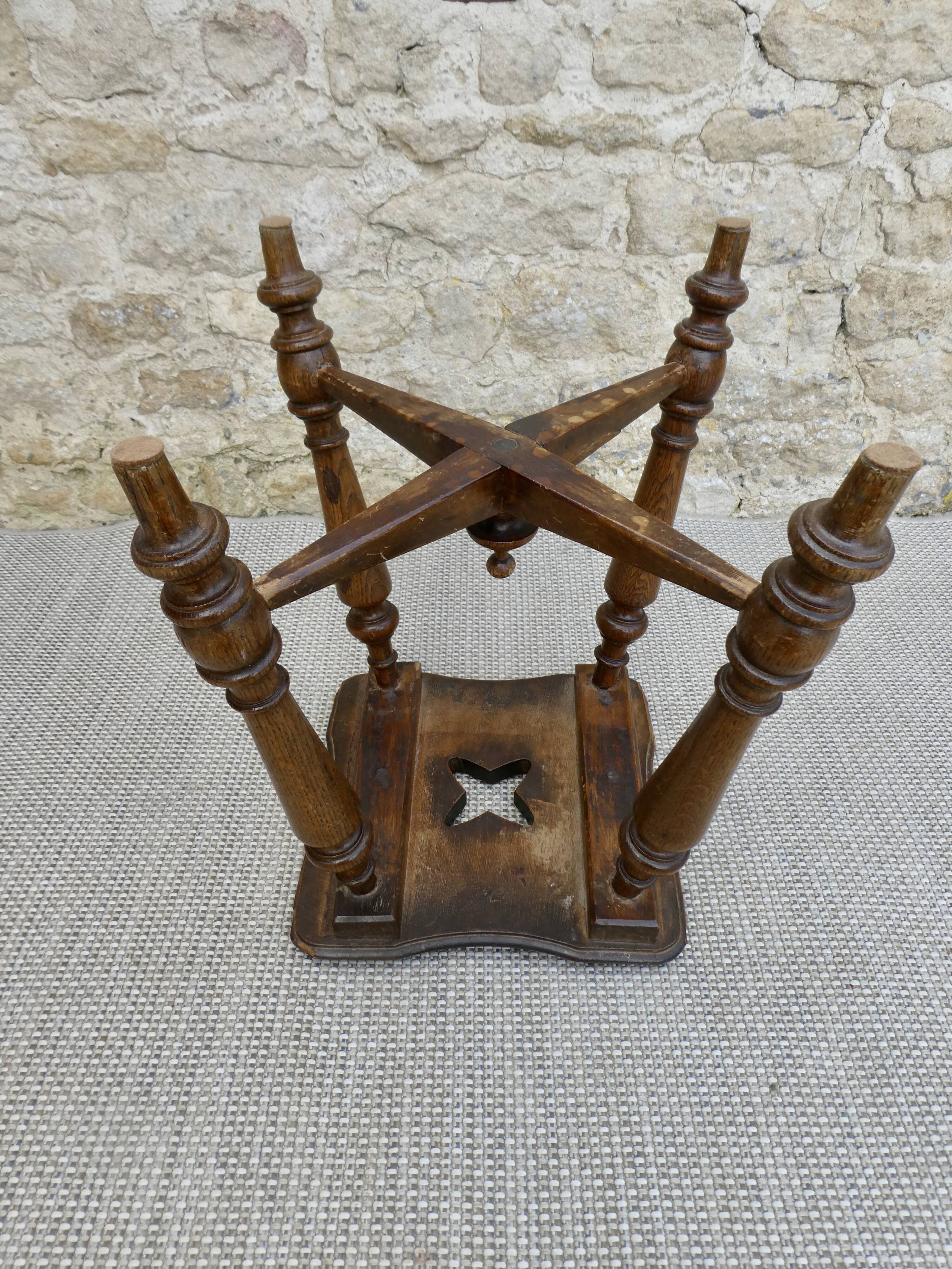 Solid wood and carved stool