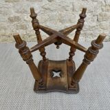 Solid wood and carved stool
