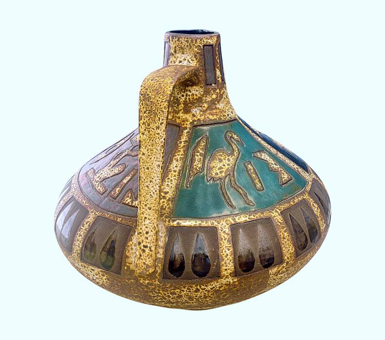 Vase potiche Céramique Fat Lava Design Vintage décor ethnique parfait état