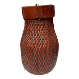 Wicker jar tinted red
