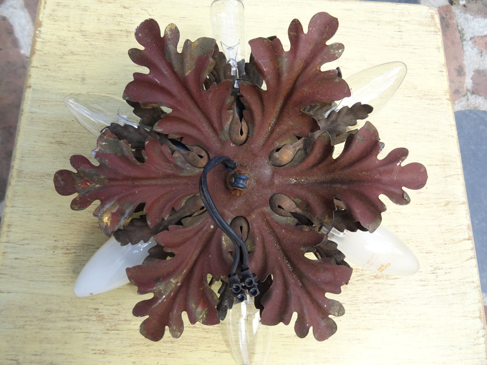 Gold metal leaf ceiling 6 bulbs