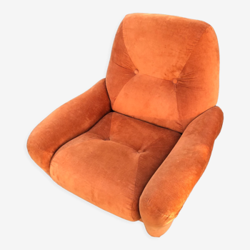 Orange velvet armchair