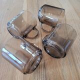 4 smoked glass mugs
