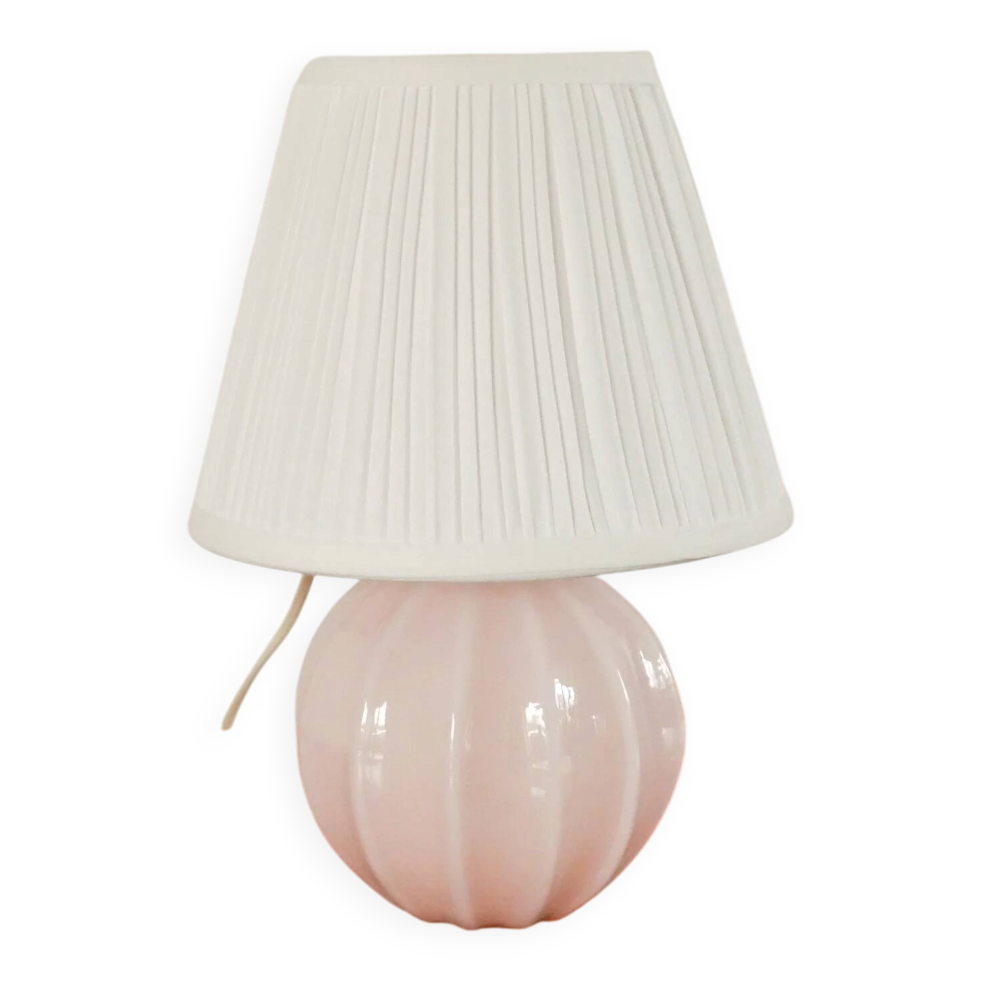 Facetted pink opaline table lamp, Art Deco, 1930.