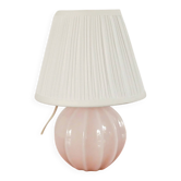 Lampe boule à poser en opaline, facettée, rose, art déco, 1930