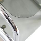 Pair of chrome bedside and 70s glass