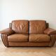 Vintage 1970s brown leather two-seater sofa