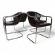 Set of 4 Chrome cantilever dining chairs attributed to Gastone Rinaldi