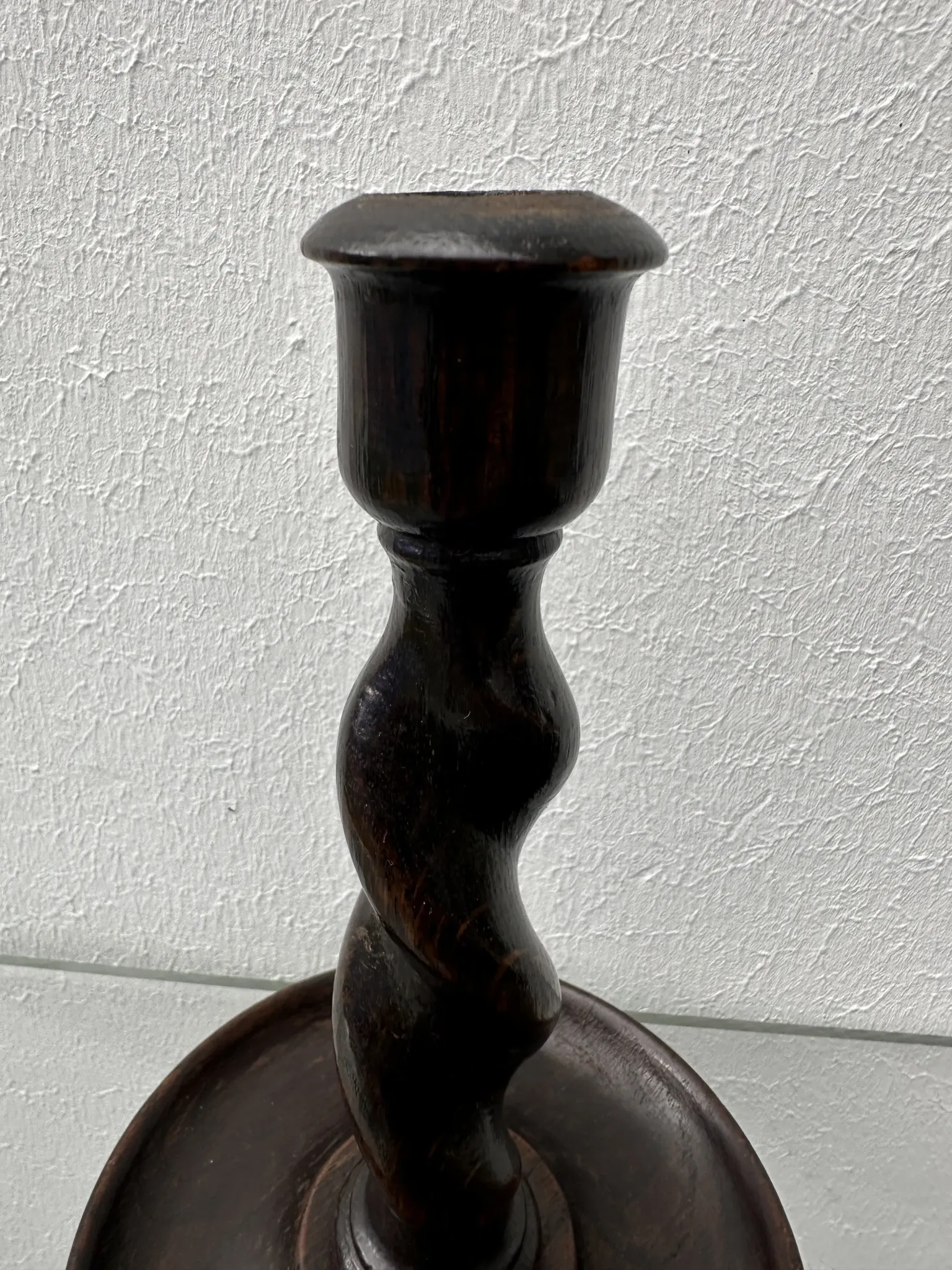 Pair of English oak Barley Twist candlesticks