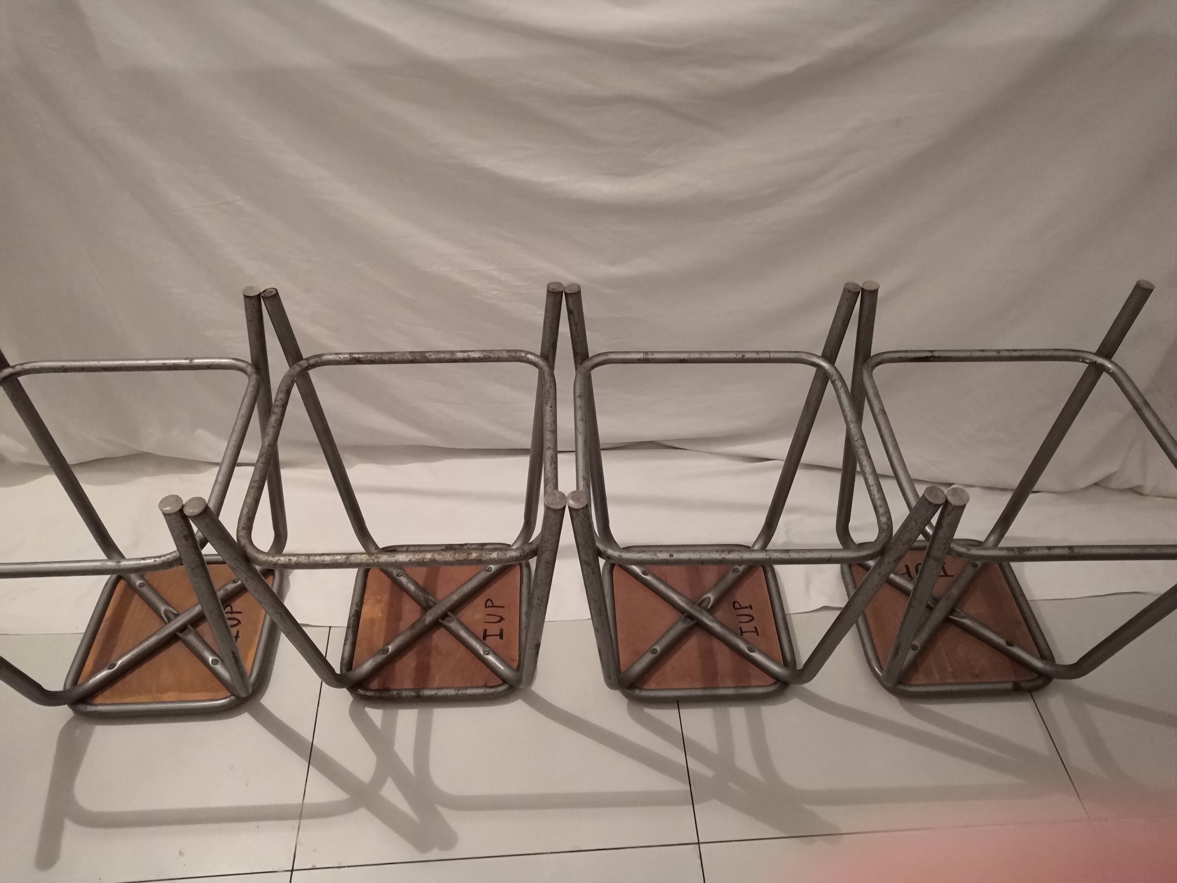 Suite of 4 vintage 60s industrial stools