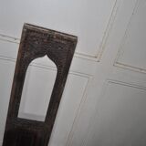 Set of 2 carved brown wooden panels, rural Hungary, 1940s, geometric patterns.