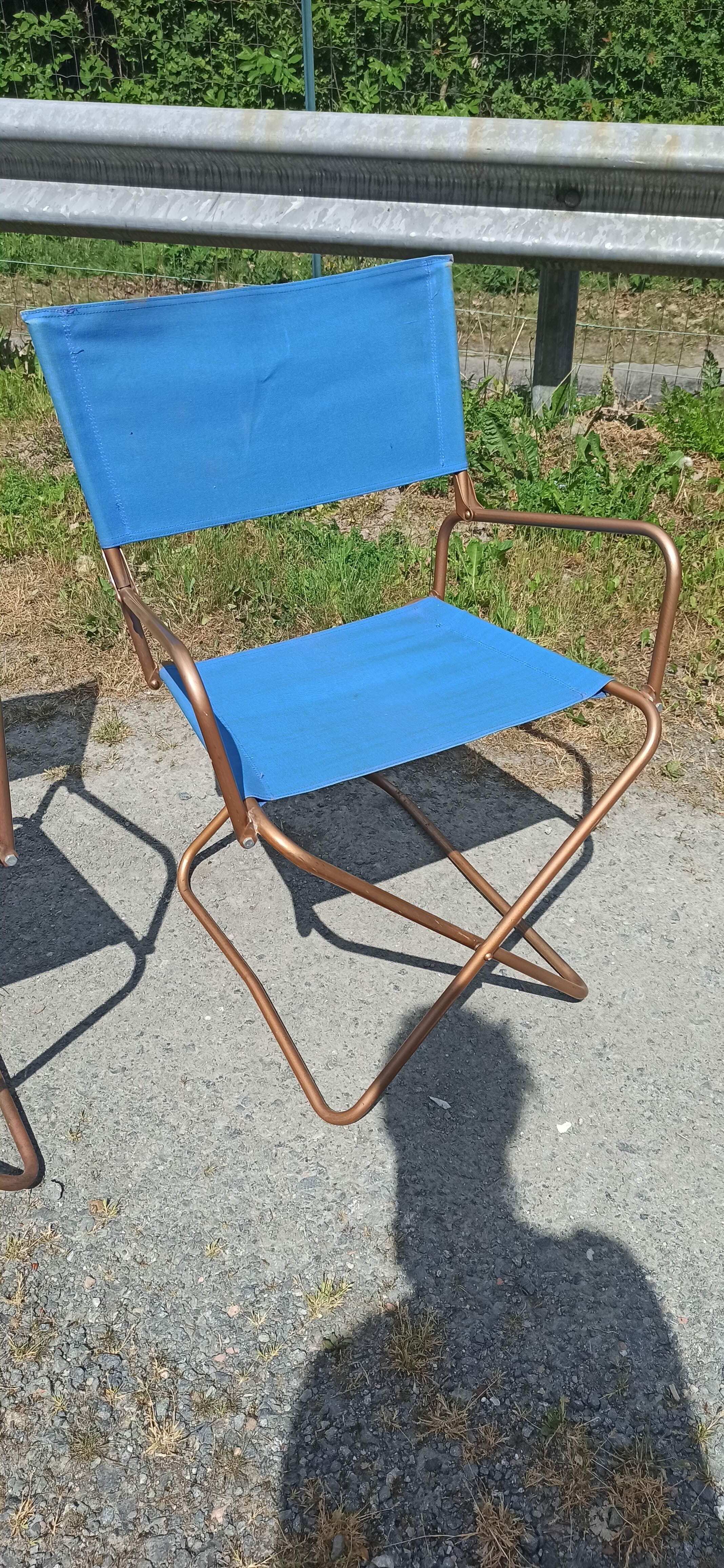 Paire de fauteuils chaises lafuma chantazur toile bleu