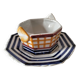 HB Quimper octagonal butter dish, hand-painted graphic design.