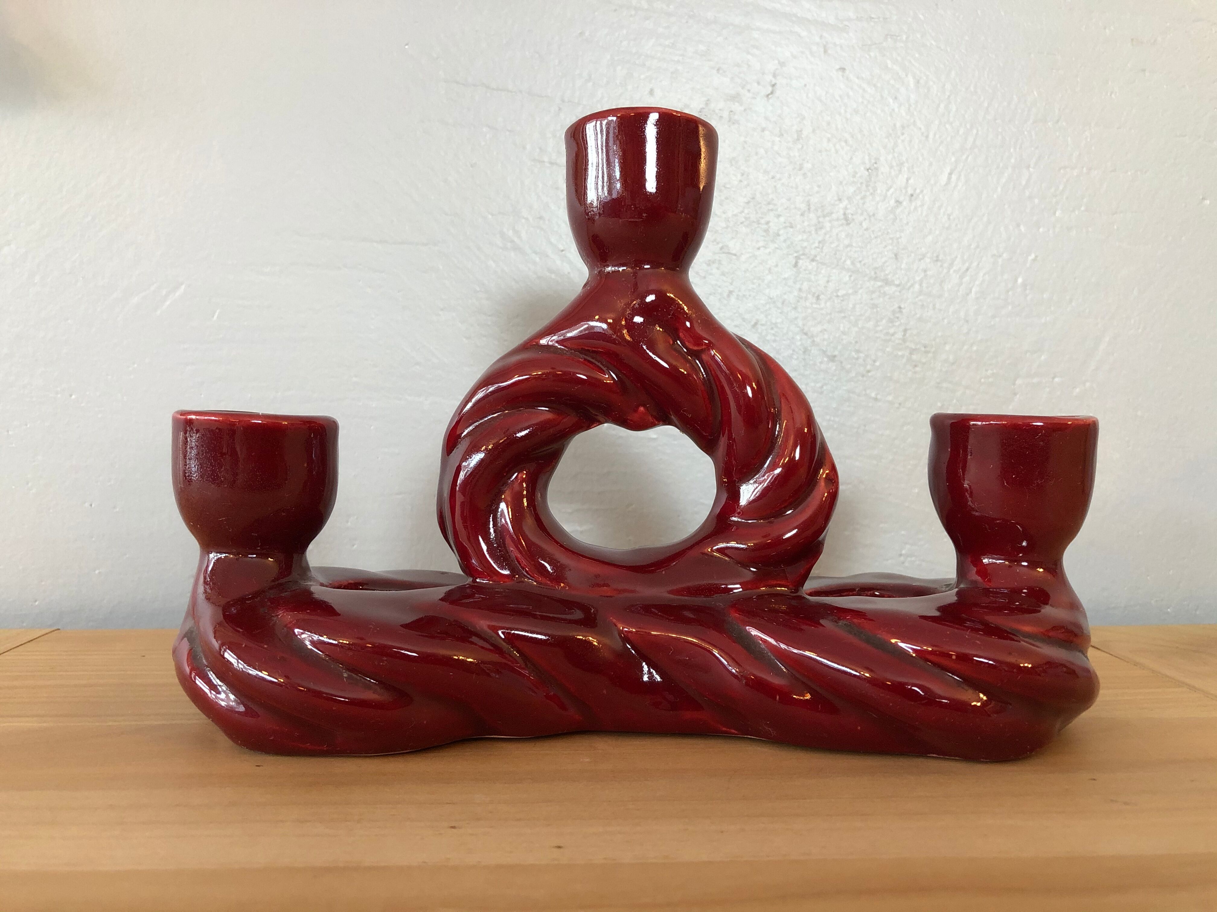 Enamelled ceramic candle holder