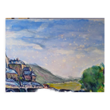 Landscape village old gouache bridge / paper 65/50cm