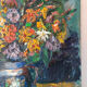 Still life, bouquet, oil with a knife on panel, signed.