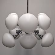 Sputnik chandelier with 12 frosted glass lights, Italy circa 1970.