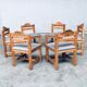Brutalist Square Model Pine Dining Chairs, 1970s, Set of 6