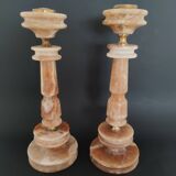 Pair of candlestick candlestick in onyx and brass H28cm TBE