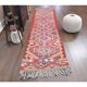 1970s Vintage Turkish Hand-Knotted Wool Cotton Pink Runner Rug 92x343