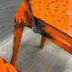 Set of four industrial metal dining chairs by Joseph Mathieu, painted steel, 1920s, France