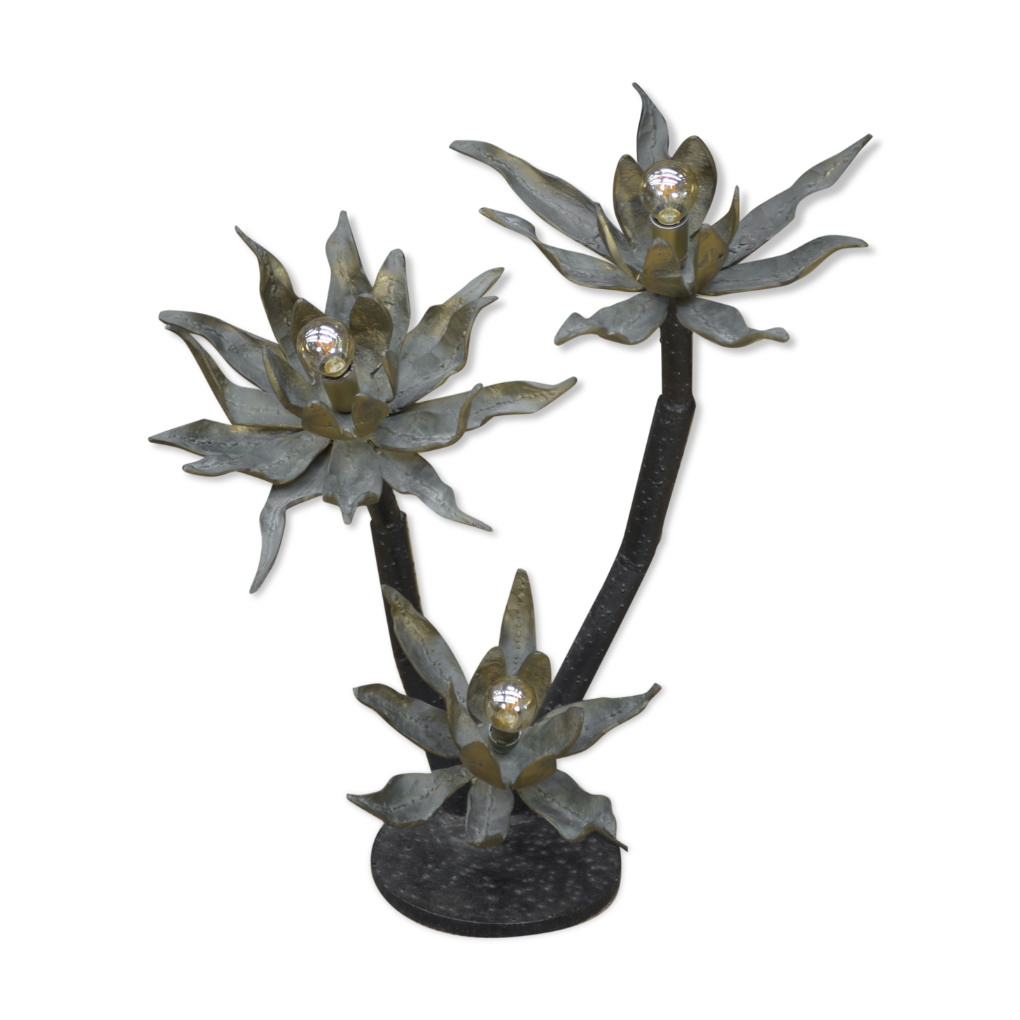 Bronze lamp with 3 Flowers 1960