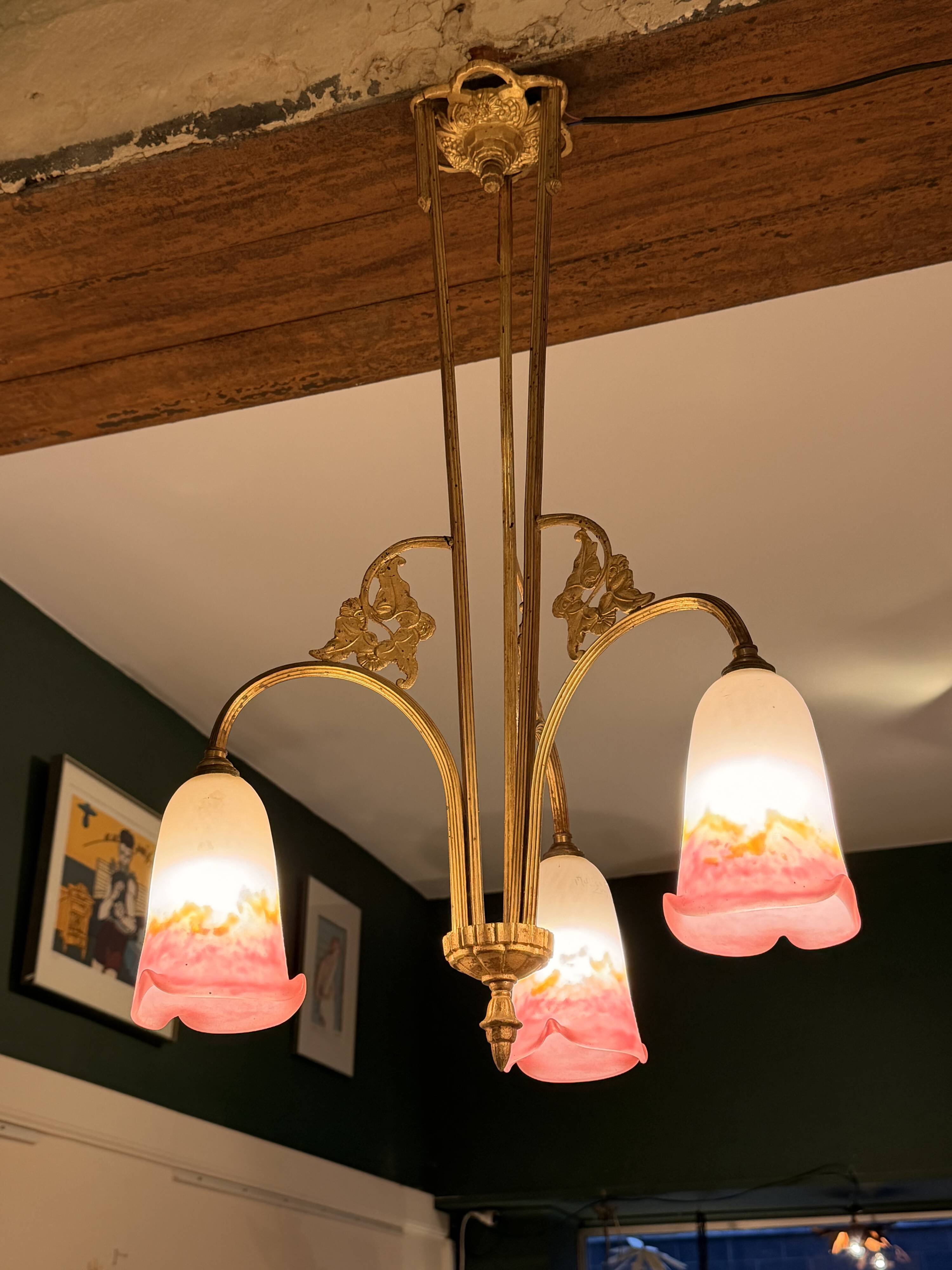 Gilded bronze lustre and glass paste – Müller Frères, Lunéville, circa 192.