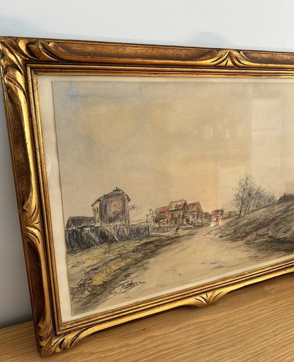 Tableau au fusain Edouard Febvre