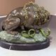 Antique Cold-Painted Bronze Lion Fighting a Snake, After Antoine-Louis Barye