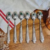 Set of 6 silver-plated fleur-de-lys dessert spoons