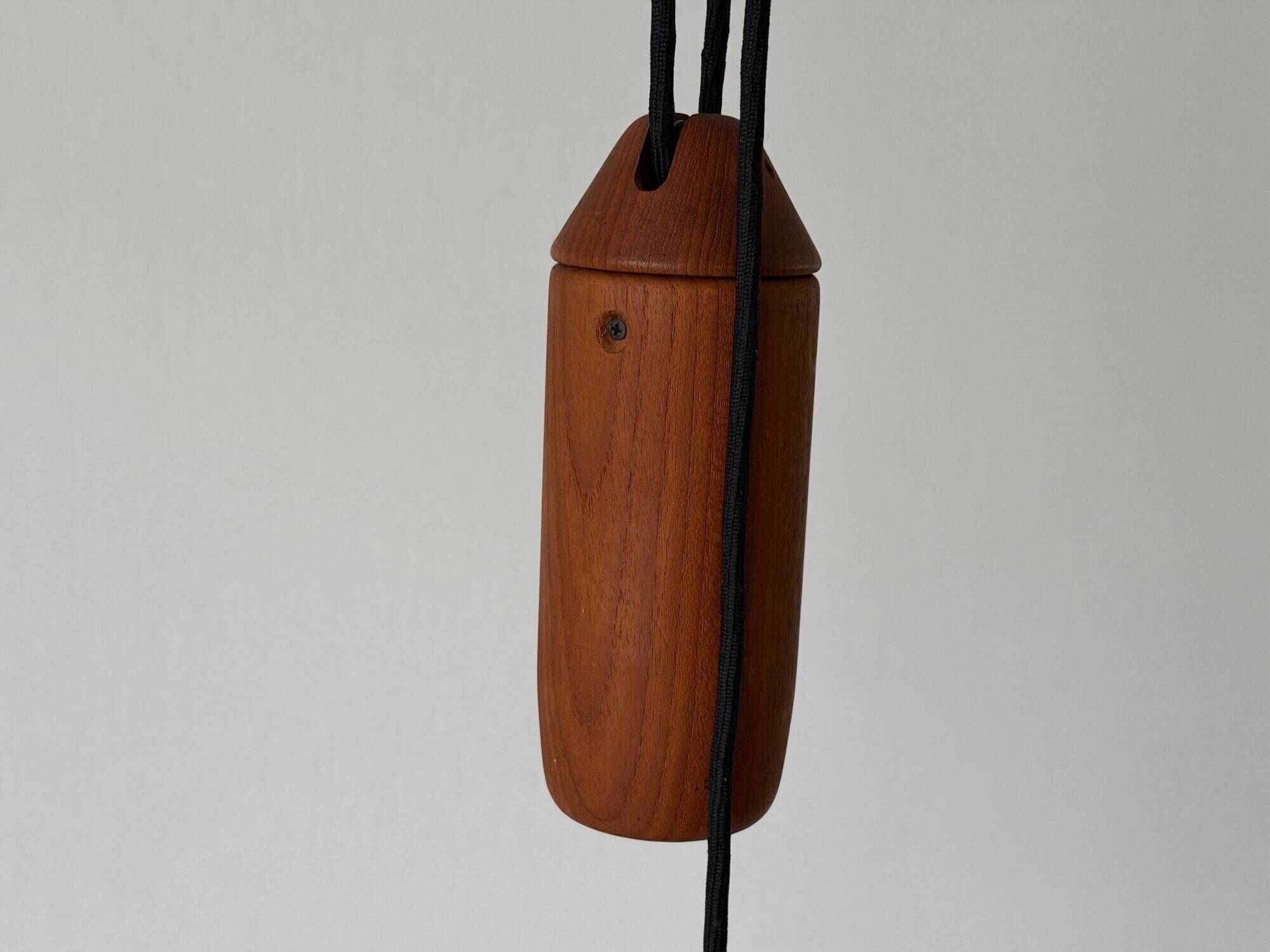 Suspended Sputnik counterweight lamp with 5 arms in teak by Domus, 1970s, Italy.