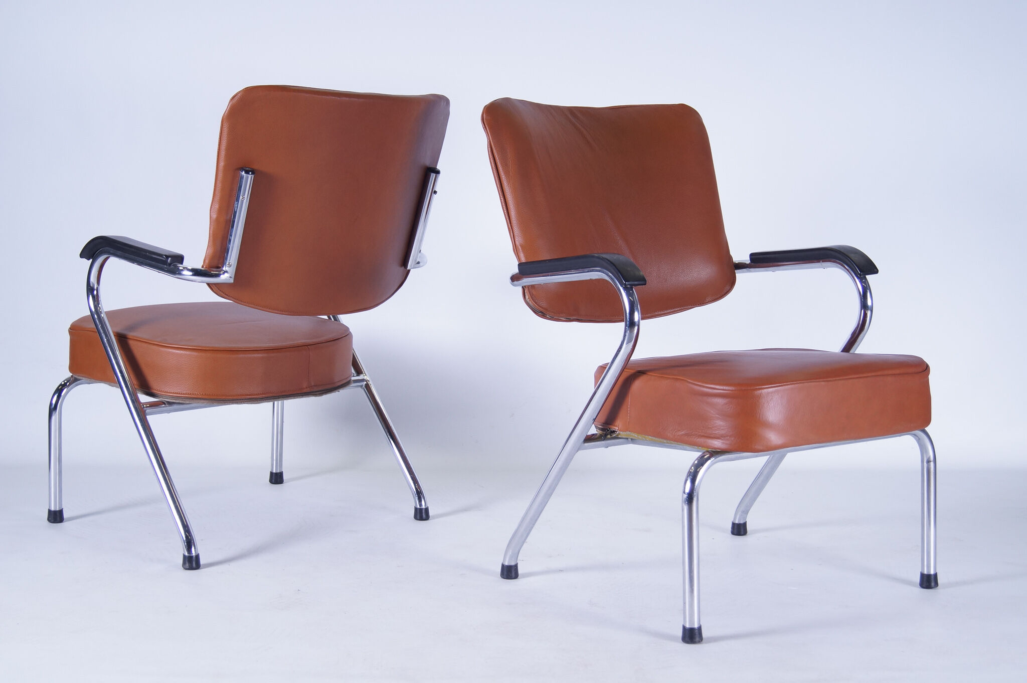 Chaises cognac cuir - set de 2