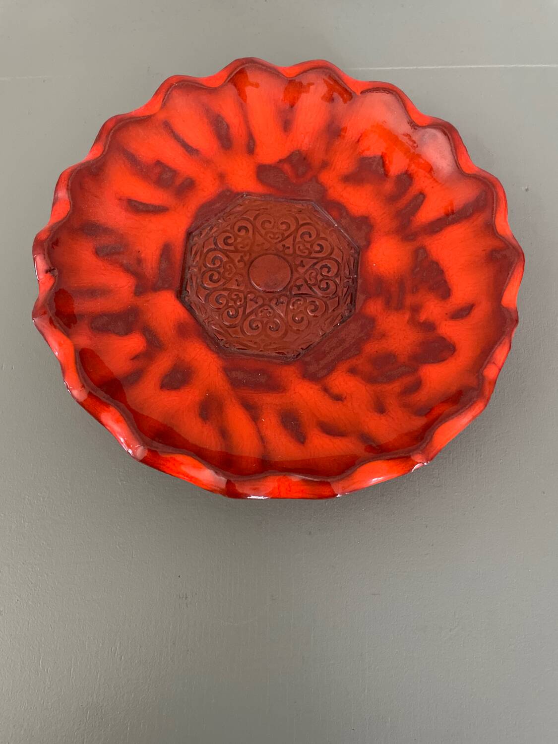 Ceramic, orange catchall, glazed terracotta
