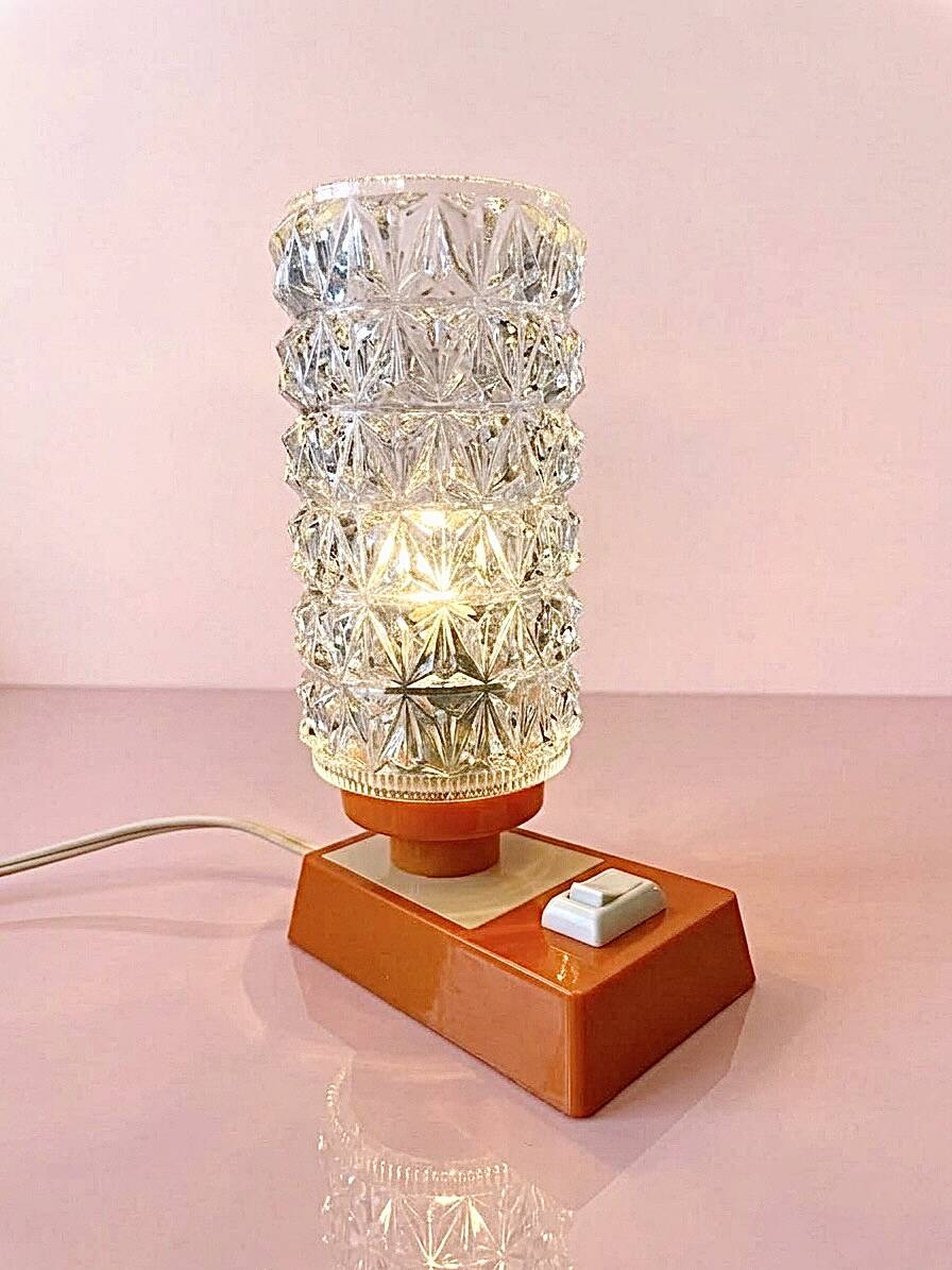 vintage Mid Century Massive 1970 lamps diamond point globes