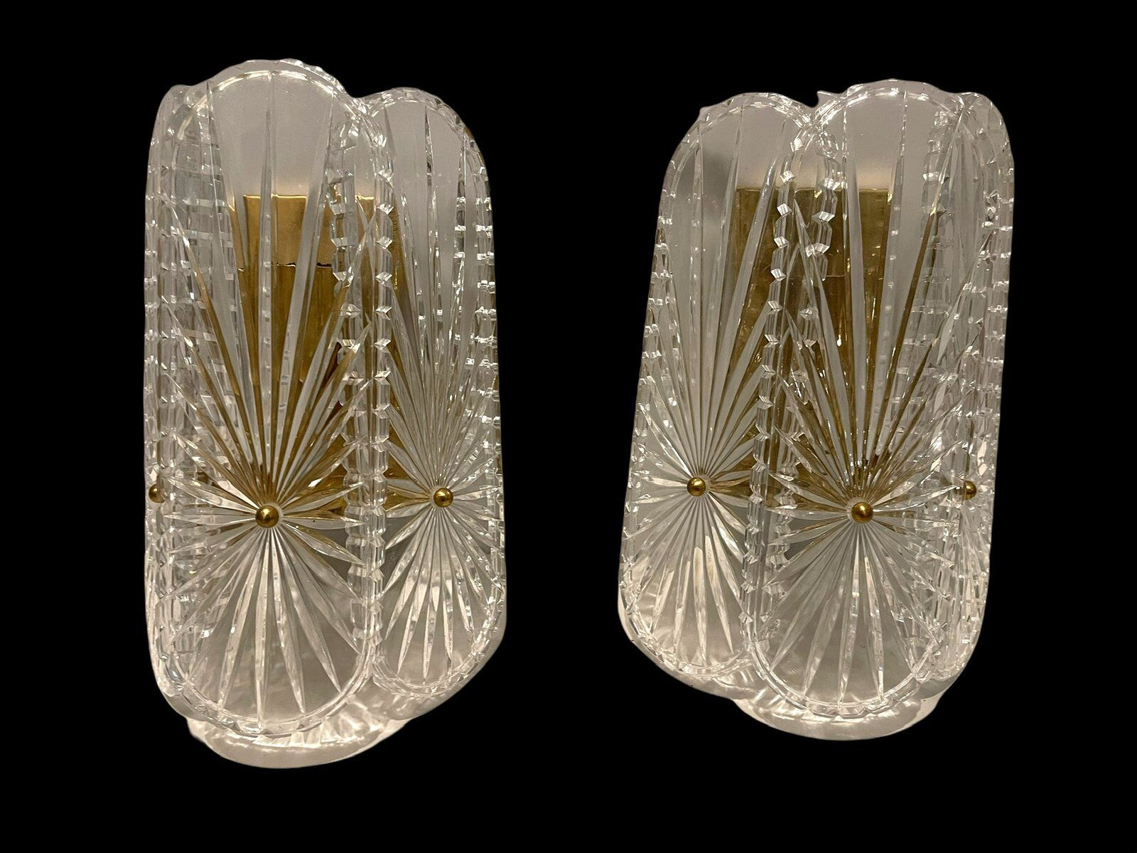 Mid-Century Crystal Sconces, Set of 2
