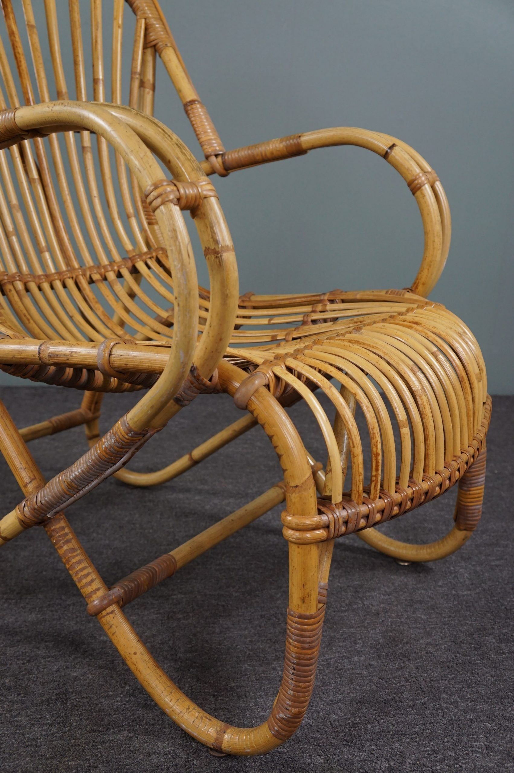 Rattan armchair with armrests 1950