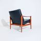 Vintage Scandinavian lounge chair by Bröderna Andersson, teak and black faux leather upholstery, 1950s-1960s.