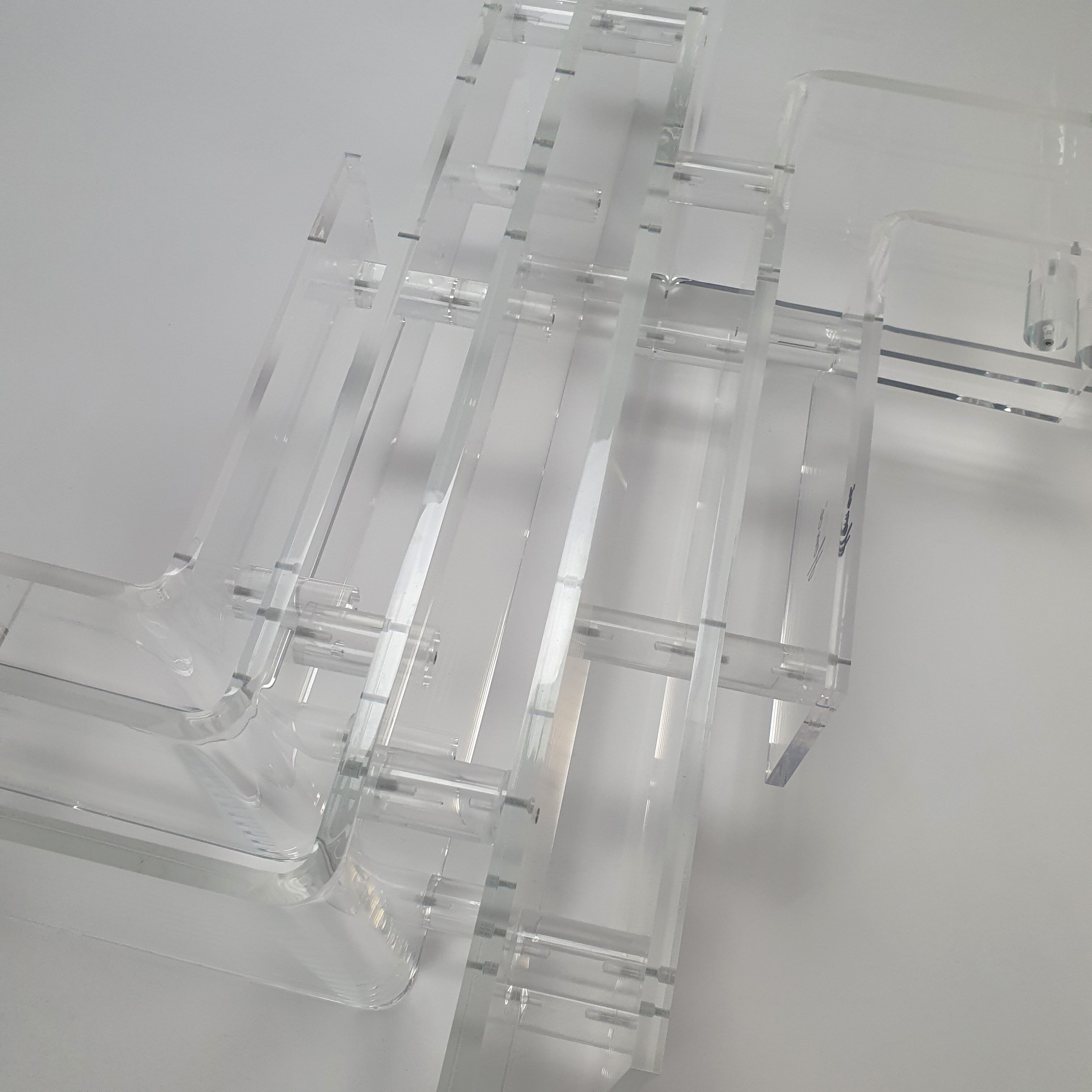 Custom Made Lucite and Glass Coffee Table by Hemcé Nice, France, 1970s