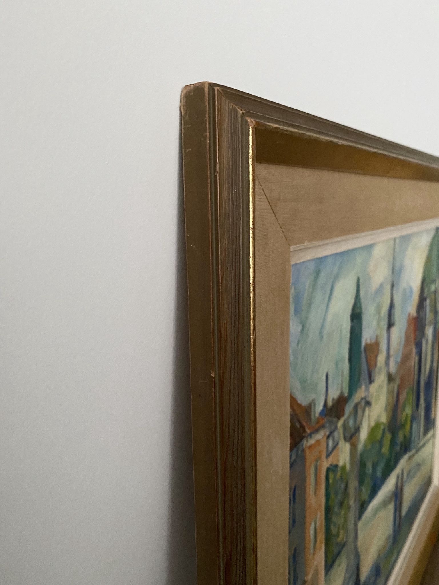 'Monument' - Vintage mid century swedish oil painting