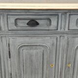 Grey patina furniture with three doors and three drawers