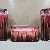 Pair of vases + art nouveau planter orchies slip fireplace trim