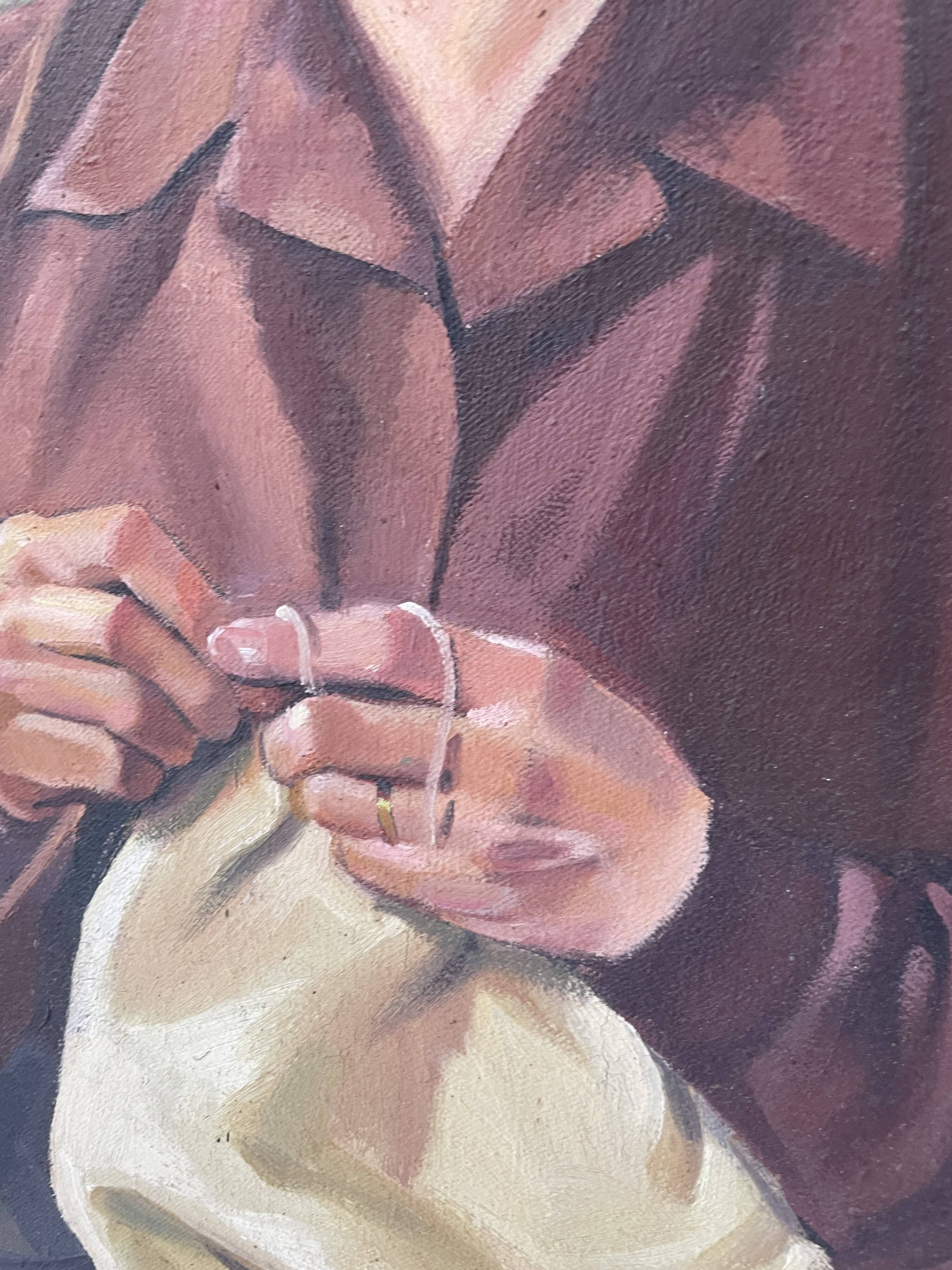 Oil canvas “knitting” 1945