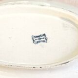 Large K&G Luneville Terre de Fer earthenware dish, Sepia blue country model