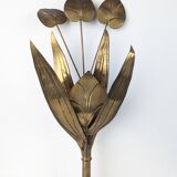 Brass Floral Leaf Wall Sconce, Hollywood Regency Style, 1960s