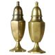 Pair of patinated brass salt and pepper shakers, 20th century.
