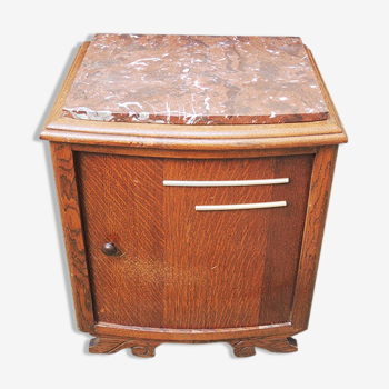 Old bedside table in wood & marble art deco style