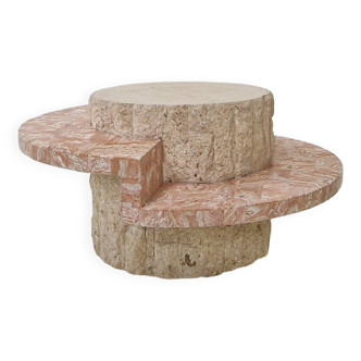 Round Mactan or Fossil Stone Coffee Table by Magnussen Ponte, 1980s