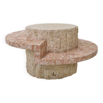 Round Mactan or Fossil Stone Coffee Table by Magnussen Ponte, 1980s